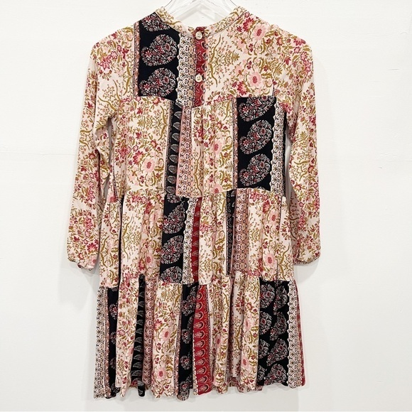 Zara Printed Floral Patchwork Long Sleeve Dress Girls 13-14 - Picture 2 of 8